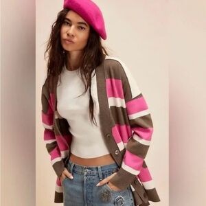 NEW Free People League of Her Own Cardigan in Aurora Pinecone Oversized S $198